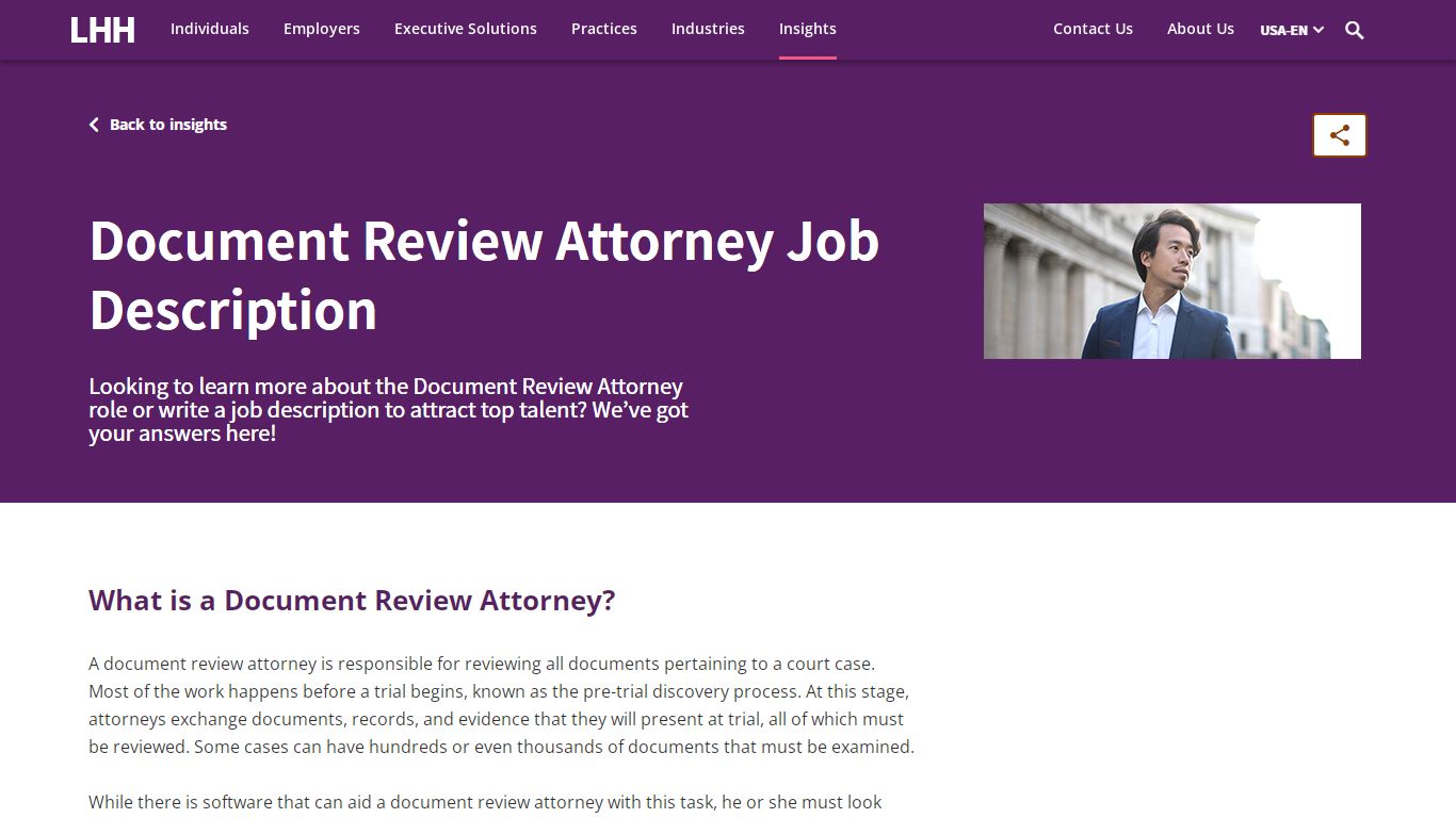 Document Review Attorney Job Description | LHH